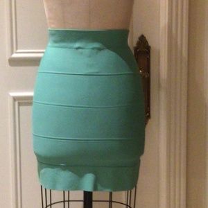 BCBG MaxAzria Bandage Skirt in Turquoise